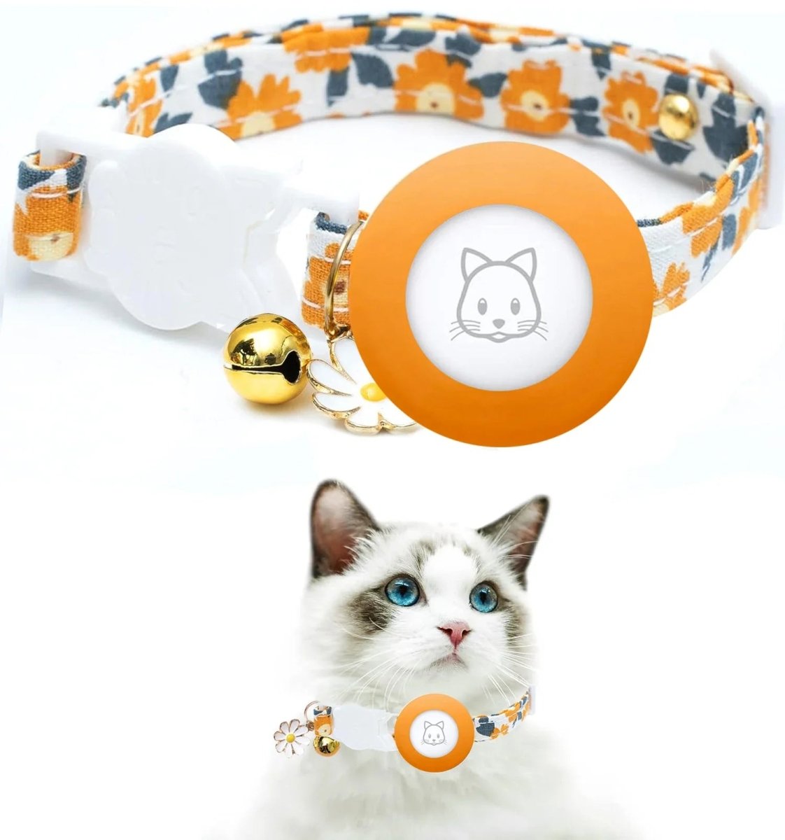 Kattenhalsband met AirTag houder en GPS - tracking - Verstelbaar en ademend ontwerp - Hebbr