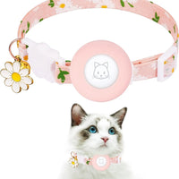 Kattenhalsband met AirTag houder en GPS - tracking - Verstelbaar en ademend ontwerp - Hebbr