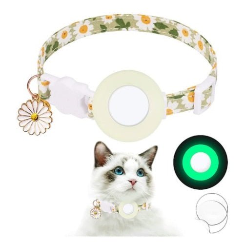 Kattenhalsband met AirTag houder en GPS - tracking - Verstelbaar en ademend ontwerp - Hebbr