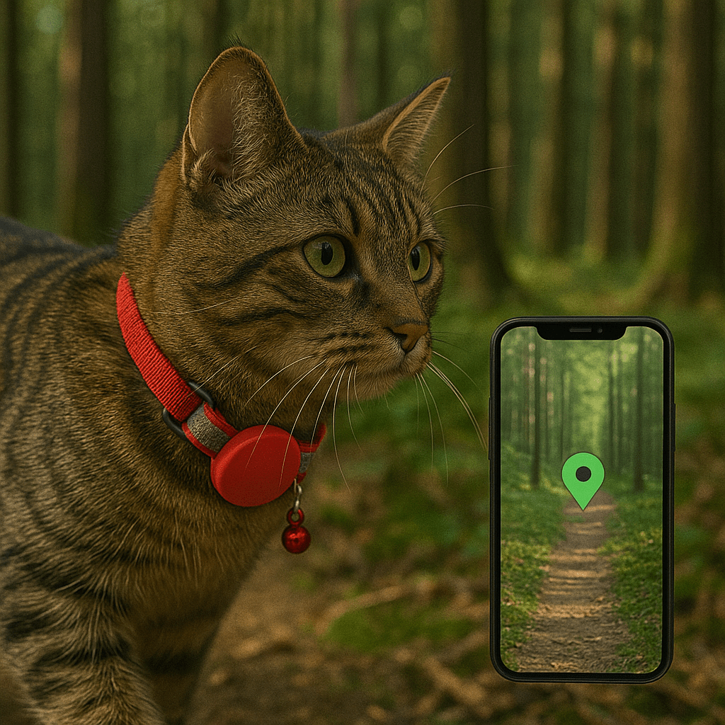 Kattenhalsband met AirTag houder en reflecterende strip - Verstelbaar en comfortabel voor actieve katten - Hebbr