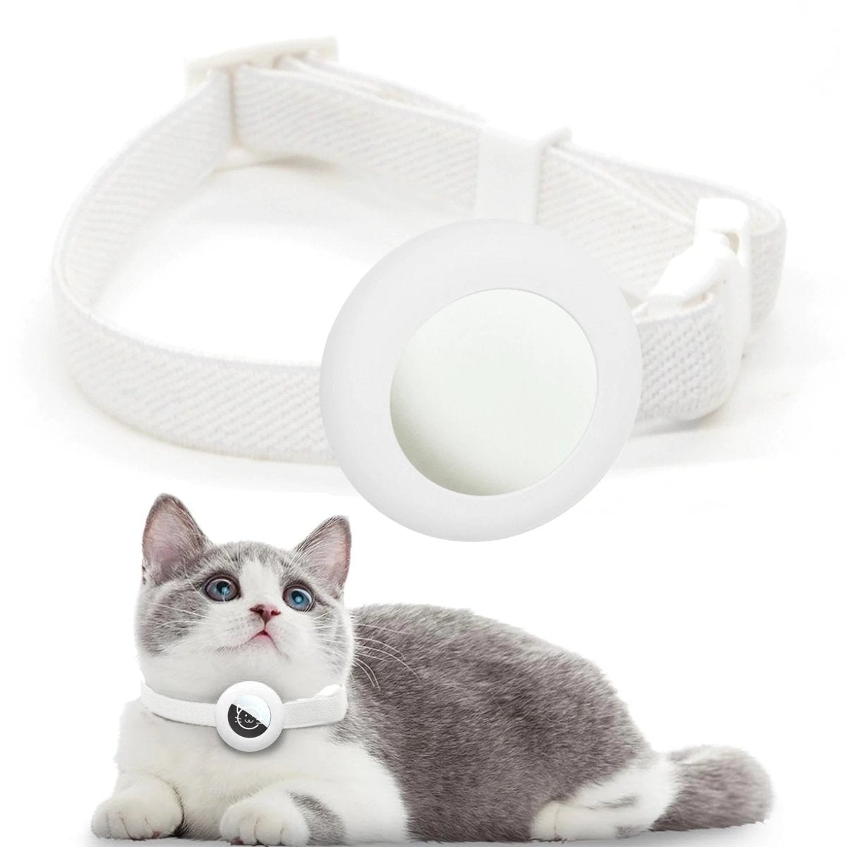 Kattenhalsband met AirTag houder en verstelbare pasvorm - Elastisch en lichtgewicht ontwerp - Hebbr