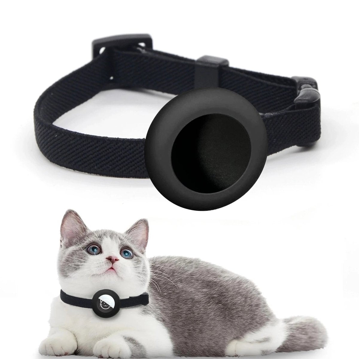 Kattenhalsband met AirTag houder en verstelbare pasvorm - Elastisch en lichtgewicht ontwerp - Hebbr