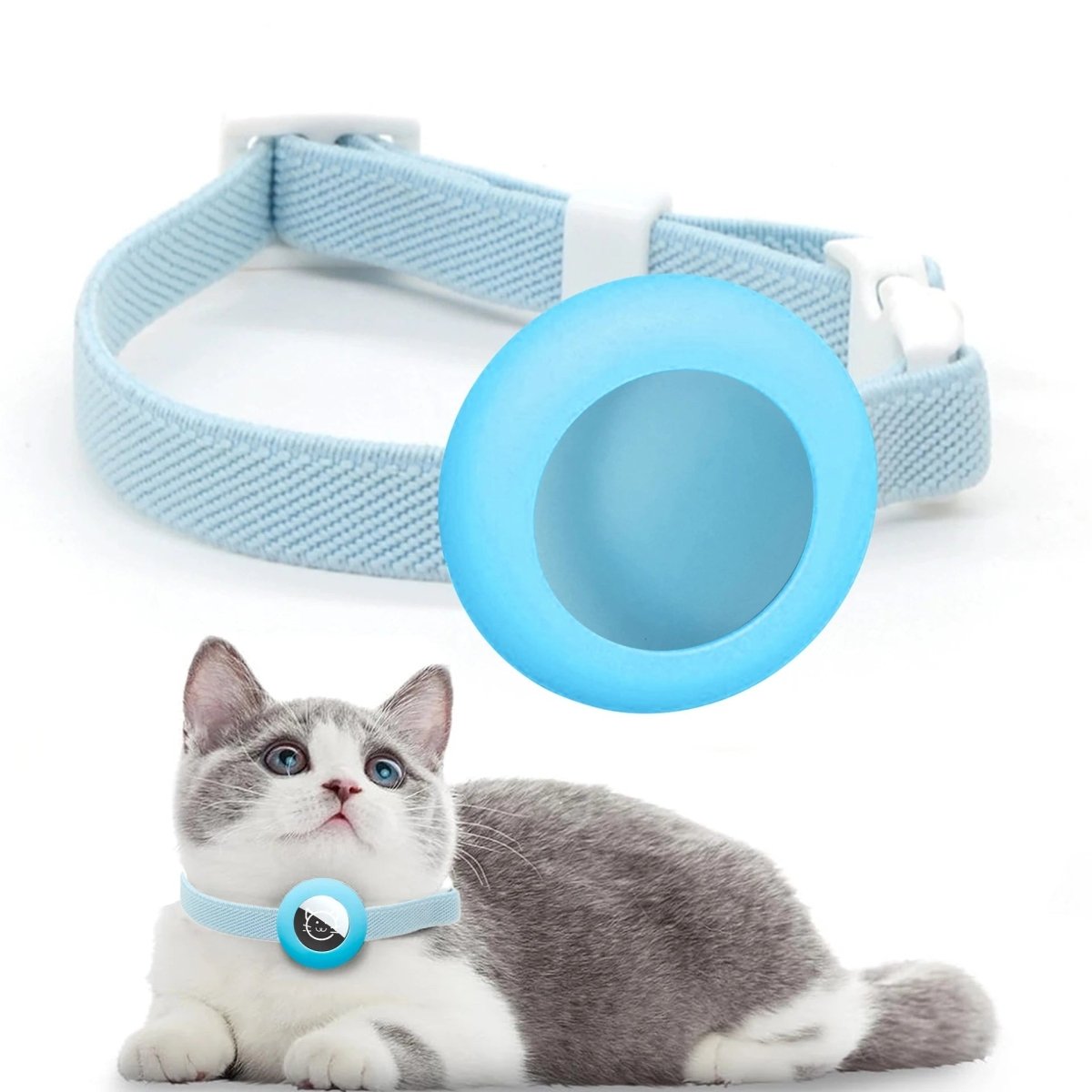 Kattenhalsband met AirTag houder en verstelbare pasvorm - Elastisch en lichtgewicht ontwerp - Hebbr