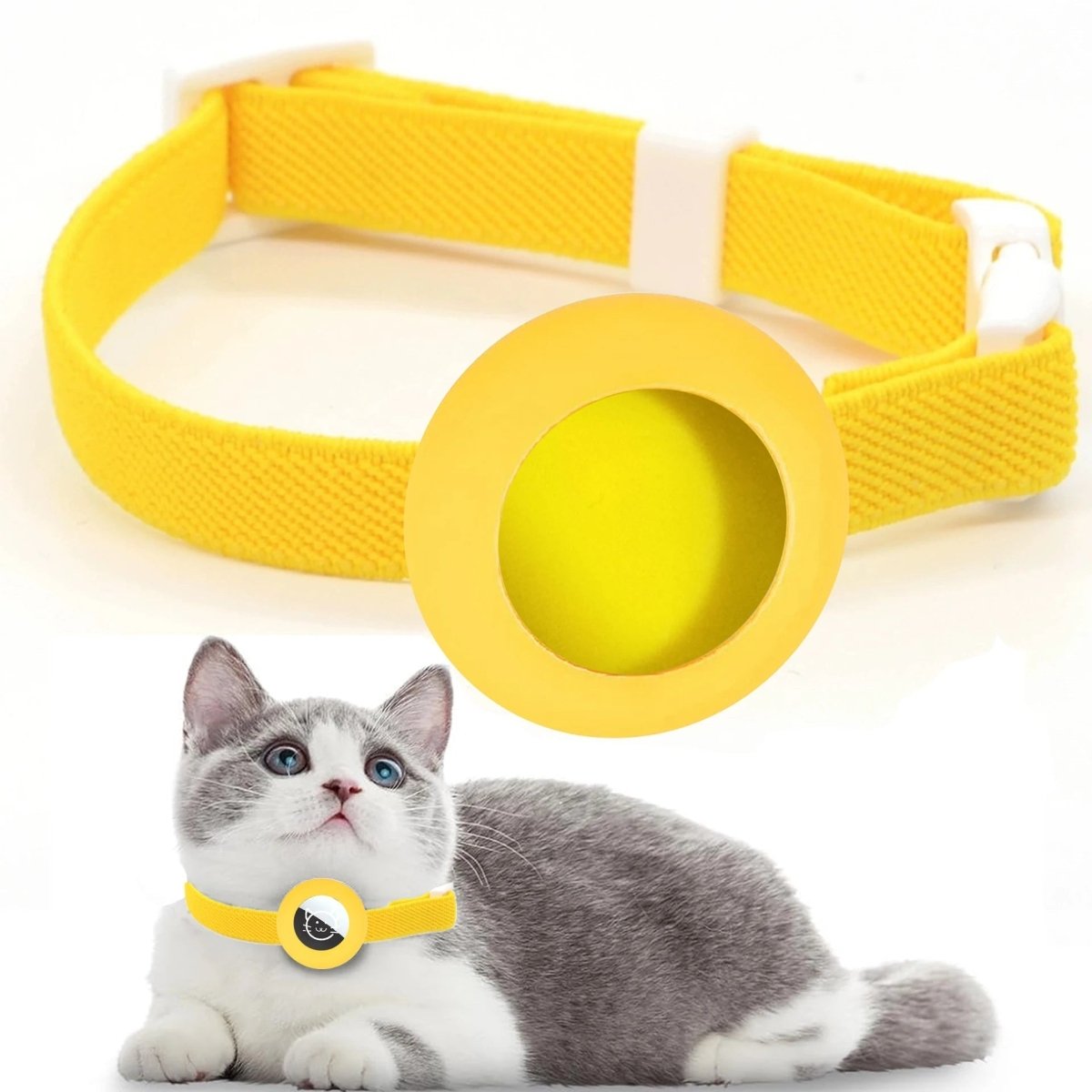 Kattenhalsband met AirTag houder en verstelbare pasvorm - Elastisch en lichtgewicht ontwerp - Hebbr