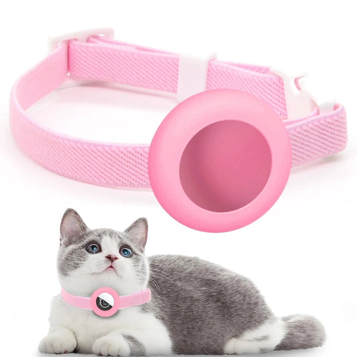 Kattenhalsband met AirTag houder en verstelbare pasvorm - Elastisch en lichtgewicht ontwerp - Hebbr