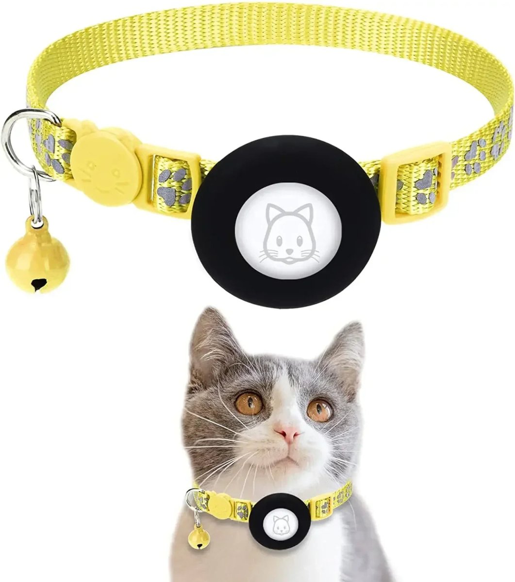 Kattenhalsband met AirTag - houder, verstelbare nylon pasvorm voor katten en kleine honden - Hebbr