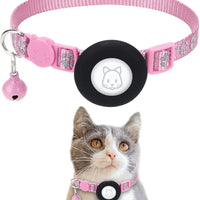Kattenhalsband met AirTag - houder, verstelbare nylon pasvorm voor katten en kleine honden - Hebbr