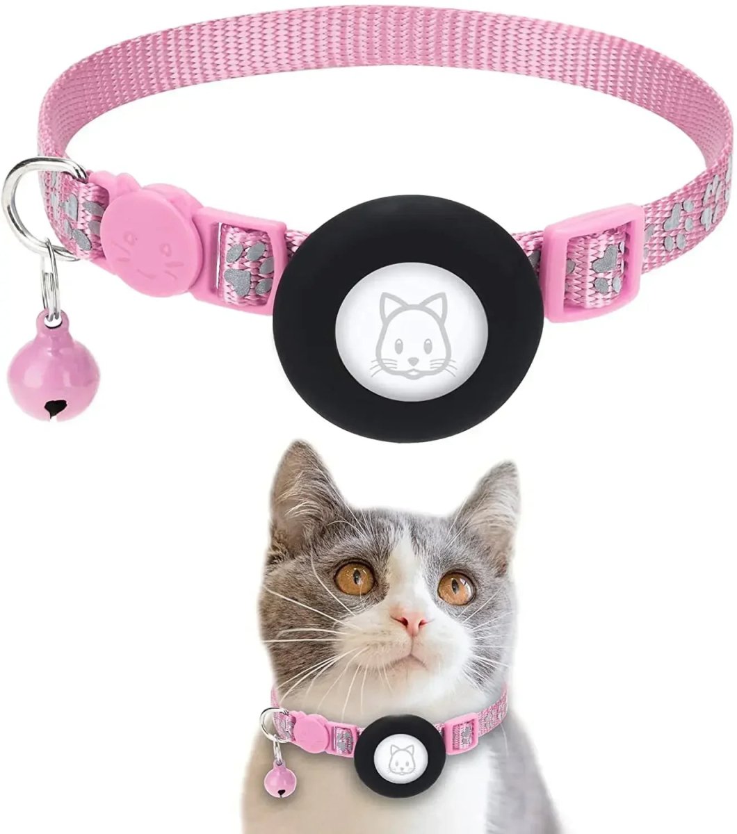 Kattenhalsband met AirTag - houder, verstelbare nylon pasvorm voor katten en kleine honden - Hebbr