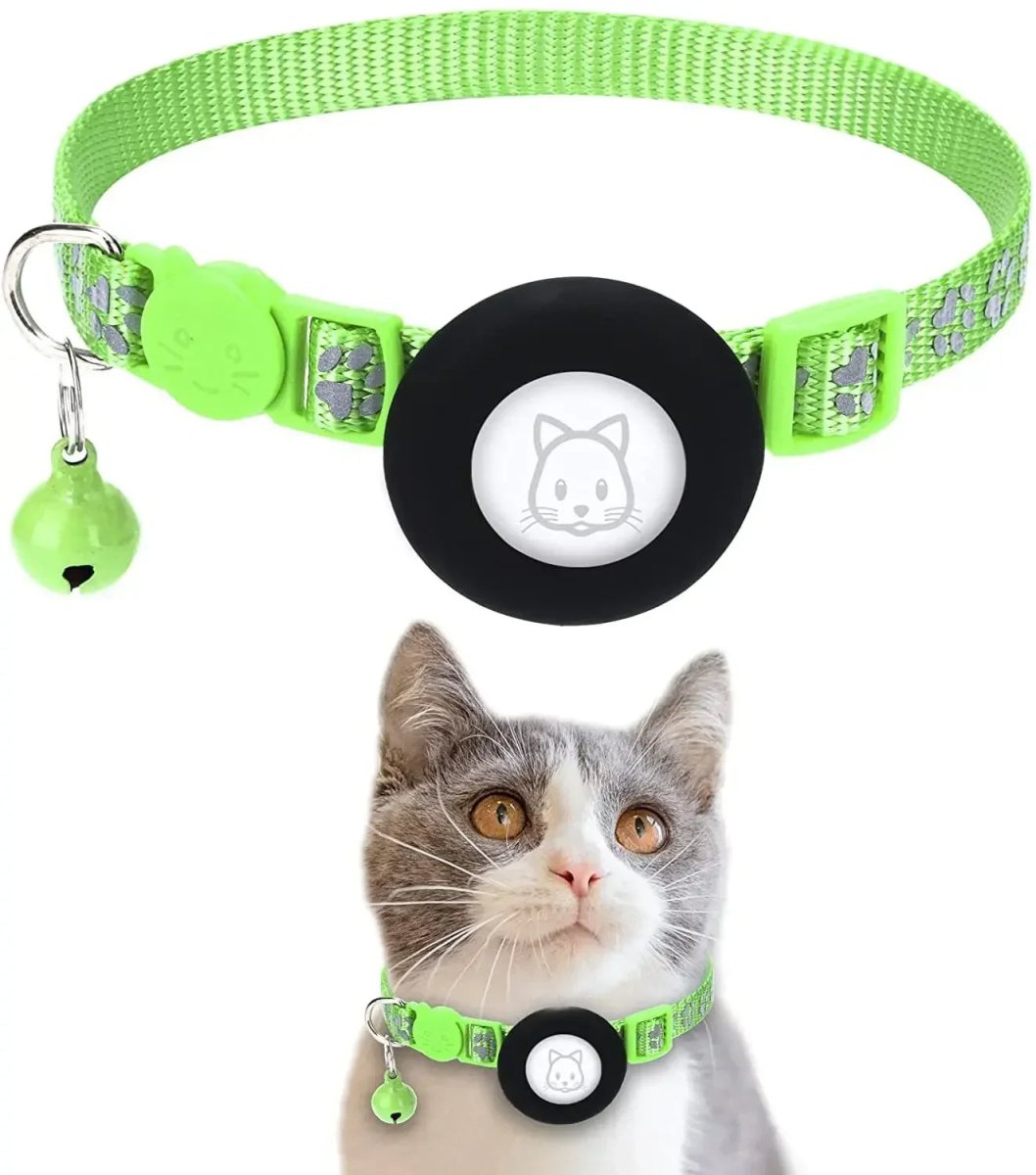 Kattenhalsband met AirTag - houder, verstelbare nylon pasvorm voor katten en kleine honden - Hebbr
