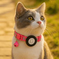 Kattenhalsband met AirTag - houder, verstelbare nylon pasvorm voor katten en kleine honden - Hebbr