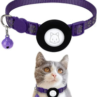 Kattenhalsband met AirTag - houder, verstelbare nylon pasvorm voor katten en kleine honden - Hebbr