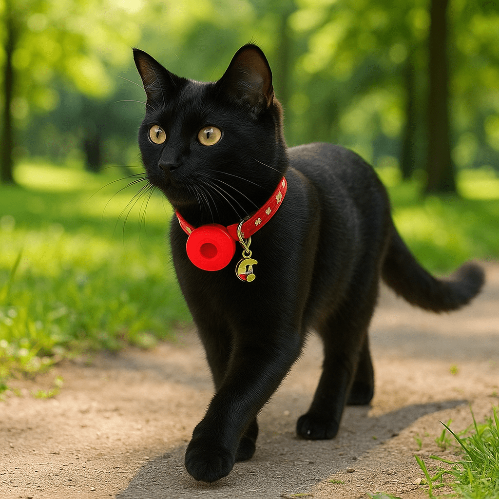 Kattenhalsband met reflecterende strip en elastische AirTag houder - Verstelbaar van 20 tot 33 cm - Hebbr