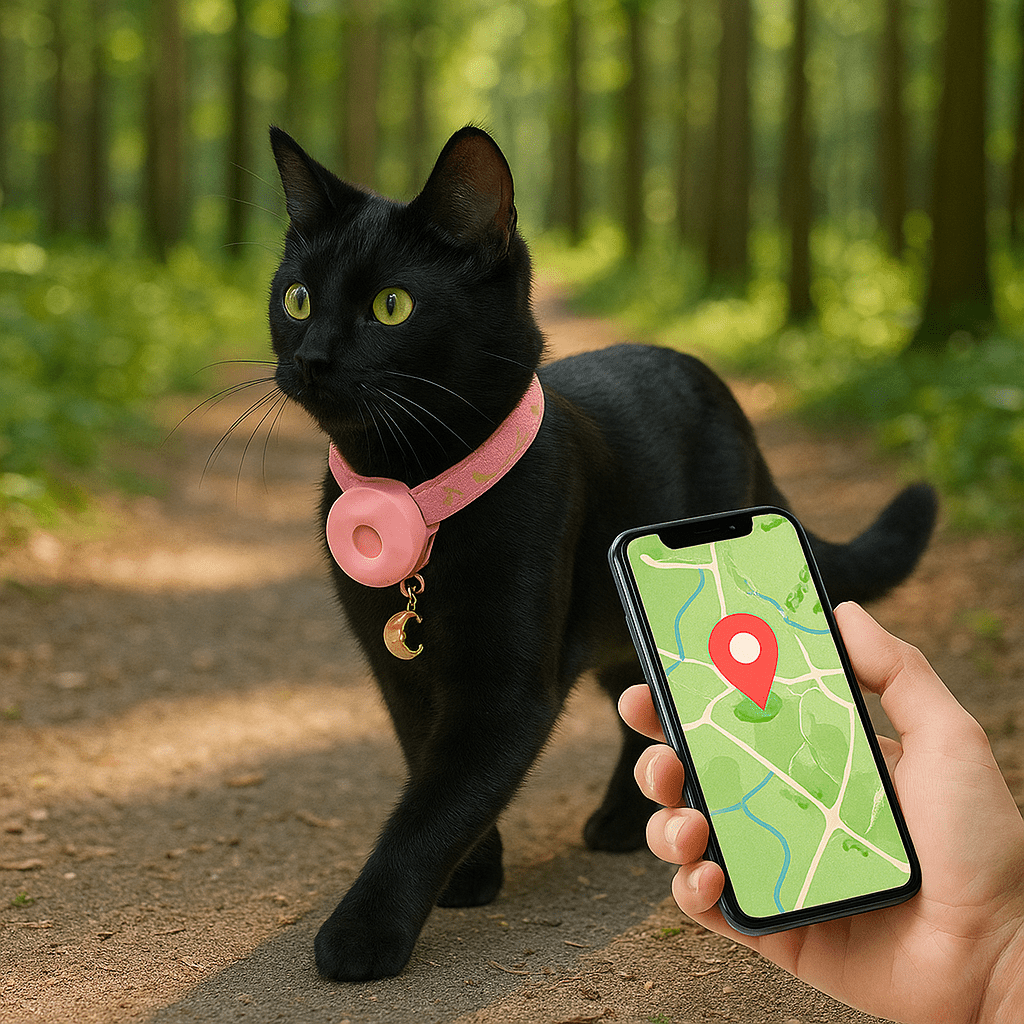 Kattenhalsband met reflecterende strip en elastische AirTag houder - Verstelbaar van 20 tot 33 cm - Hebbr