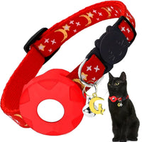 Kattenhalsband met reflecterende strip en elastische AirTag houder - Verstelbaar van 20 tot 33 cm - Hebbr