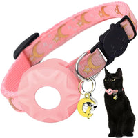 Kattenhalsband met reflecterende strip en elastische AirTag houder - Verstelbaar van 20 tot 33 cm - Hebbr