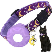 Kattenhalsband met reflecterende strip en elastische AirTag houder - Verstelbaar van 20 tot 33 cm - Hebbr