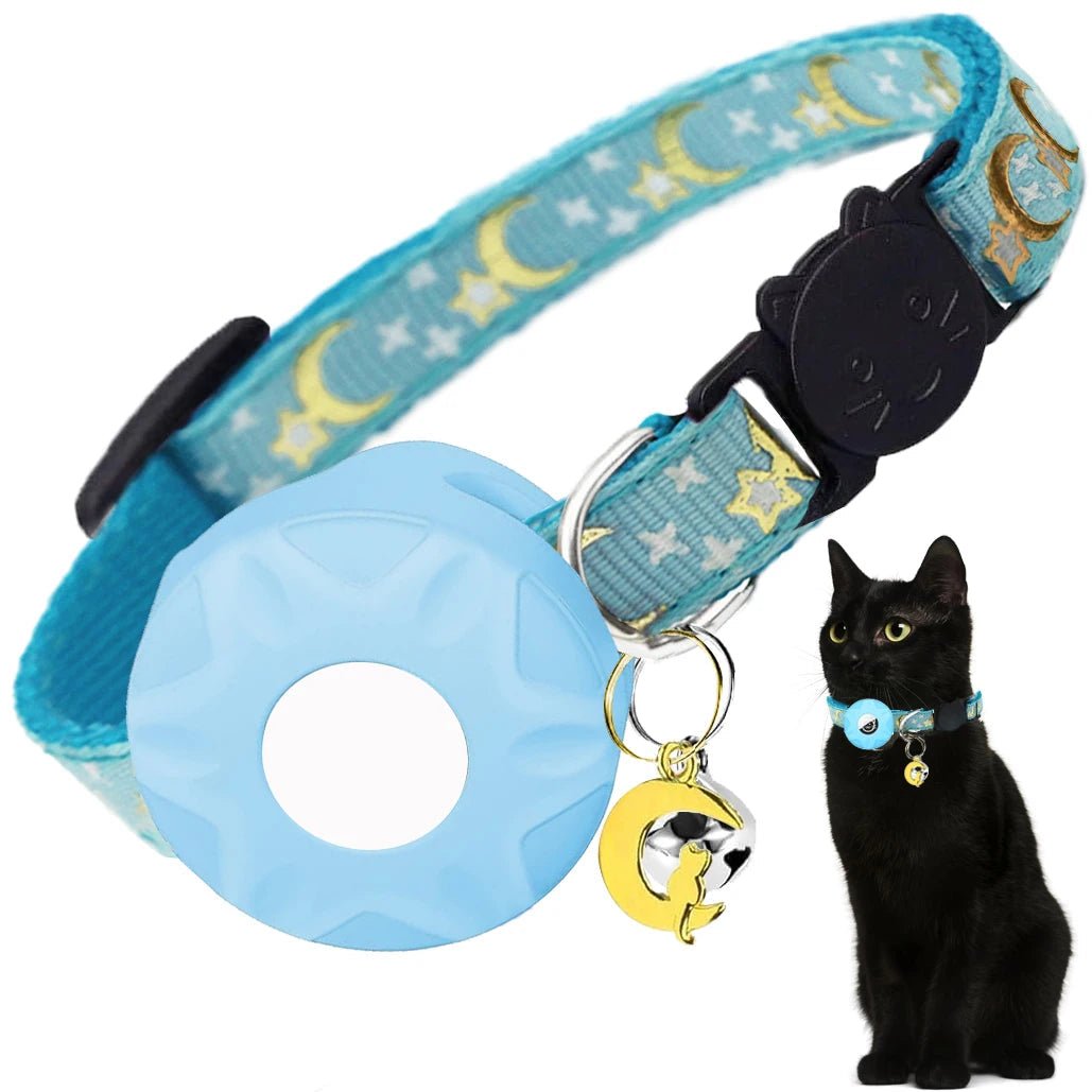 Kattenhalsband met reflecterende strip en elastische AirTag houder - Verstelbaar van 20 tot 33 cm - Hebbr