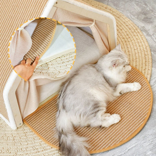 Kattenhuis met Sisal Krabdak S/M/L Hout – Comfortabel en Veilig voor Katten - Hebbr