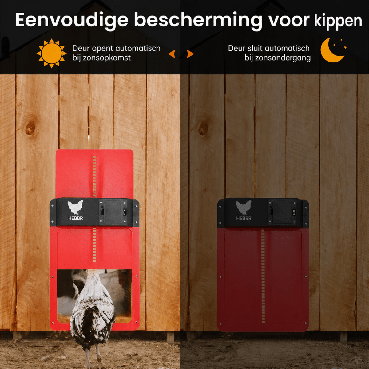 Kippenluik | Automatisch met Lichtsensor, Weerbestendig - Hebbr