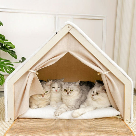 Knus Kattenhuisje met Krabdak - Warm Houten Kattenhok voor Comfort en Veiligheid - Hebbr
