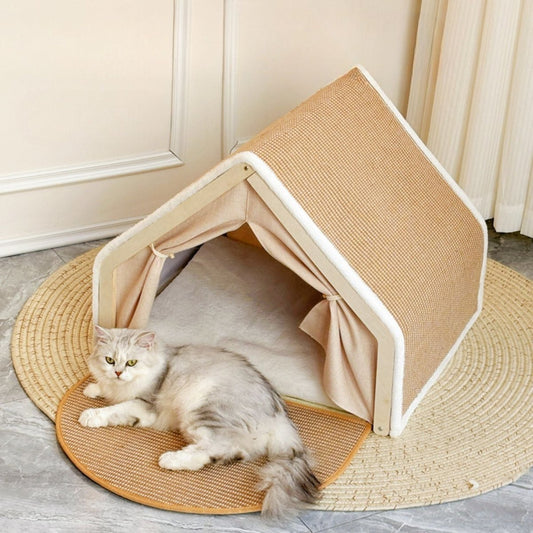Knus Kattenhuisje met Krabdak - Warm Houten Kattenhok voor Comfort en Veiligheid - Hebbr