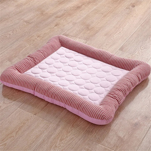 Koelende Huisdierbed voor Honden en Katten - Ademend, Wasbaar, Beschikbaar in 3 Maten - Blauw/Roze - Hebbr