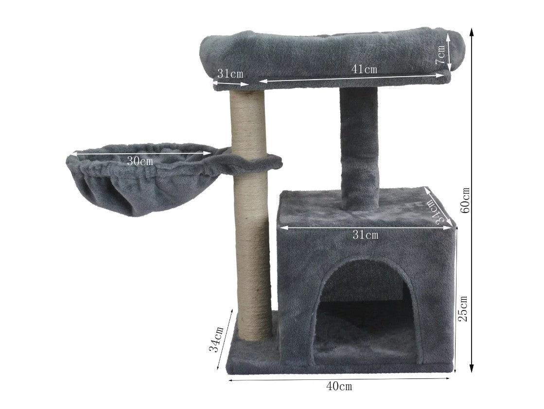 Krabpaal Kat 60 cm Grijs – Meerdere Speel - en Slaapplekken voor Katten - Hebbr