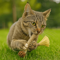 Krabpaal Kat van Duurzaam Karton met Kattenkruid - Compact en Lichtgewicht, 12 cm Hoog - Hebbr