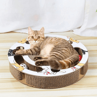 KratzKreis 2 - in - 1 Krabpaal met Ballenbaan - Interactief Speelgoed voor Katten - Hebbr