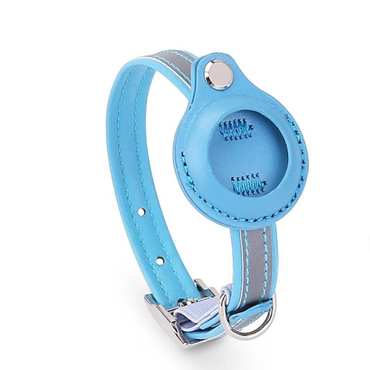 Leren Hondenhalsband met AirTag Houder - Verstelbaar en Reflecterend voor Katten en Kleine Honden - Hebbr