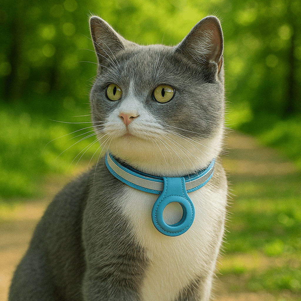 Leren Hondenhalsband met AirTag Houder - Verstelbaar en Reflecterend voor Katten en Kleine Honden - Hebbr