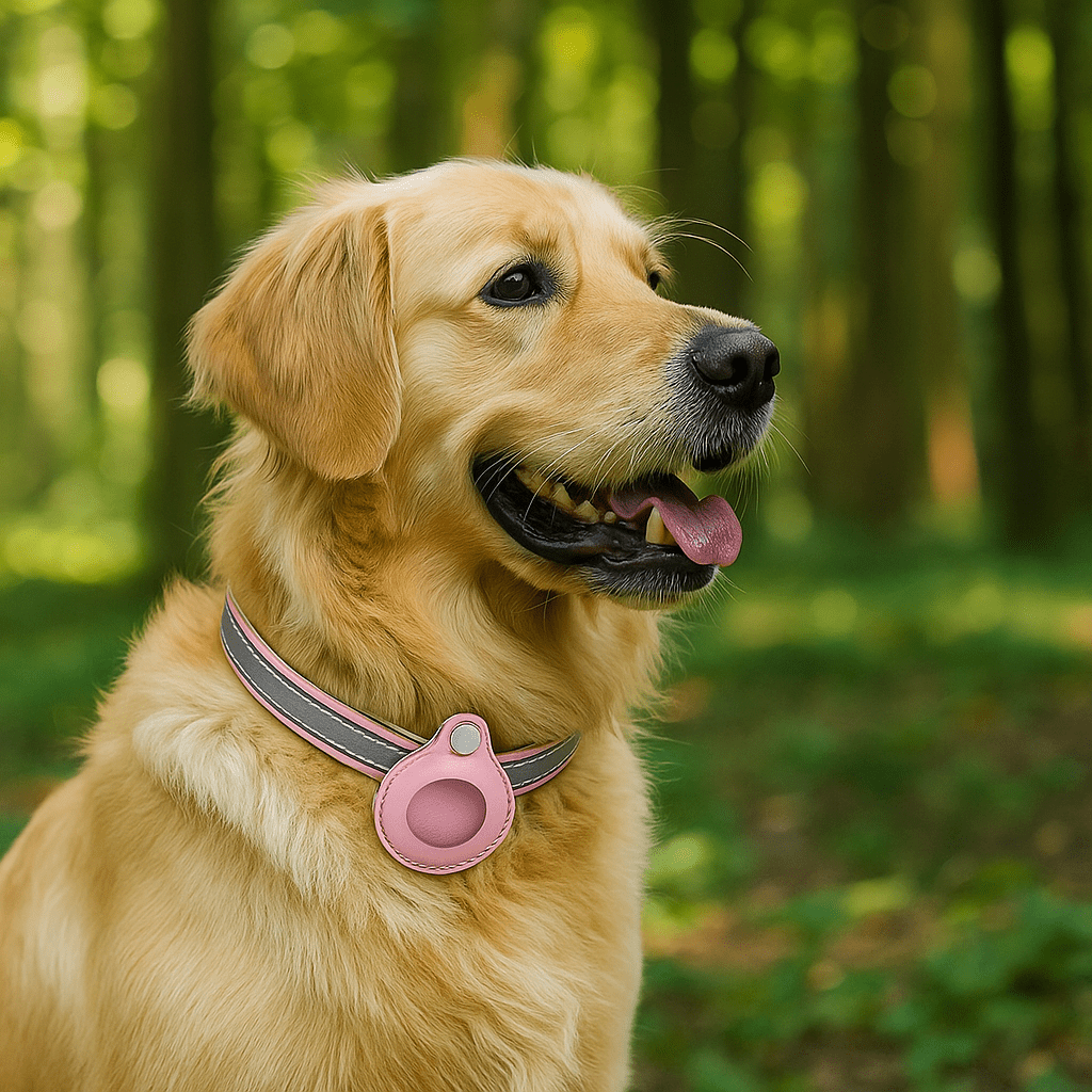 Leren Hondenhalsband met AirTag Houder - Verstelbaar en Reflecterend voor Katten en Kleine Honden - Hebbr