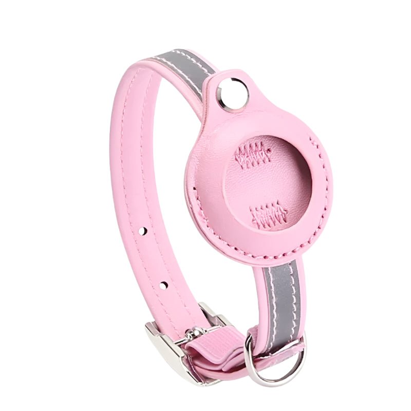 Leren Hondenhalsband met AirTag Houder - Verstelbaar en Reflecterend voor Katten en Kleine Honden - Hebbr