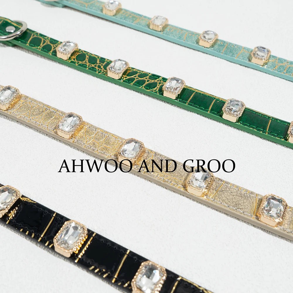 Liora Hondenhalsband | Verstelbaar PU Leer, Krokodillenprint voor Kleine en Middelgrote Honden - Hebbr