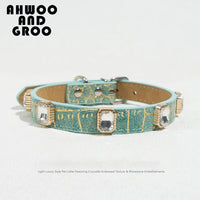 Liora Hondenhalsband | Verstelbaar PU Leer, Krokodillenprint voor Kleine en Middelgrote Honden - Hebbr