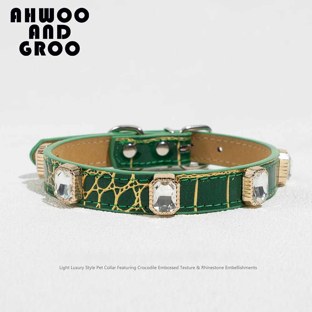 Liora Hondenhalsband | Verstelbaar PU Leer, Krokodillenprint voor Kleine en Middelgrote Honden - Hebbr