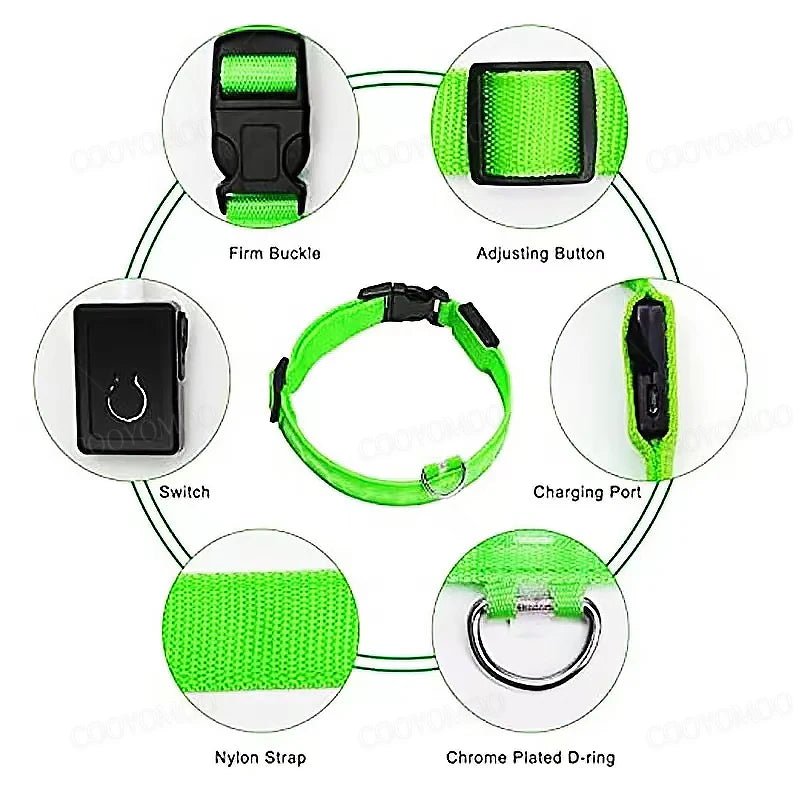 Lumo Lichtgevende Halsband Hond | USB Oplaadbaar, 3 Lichtmodi, Veiligheid - Hebbr