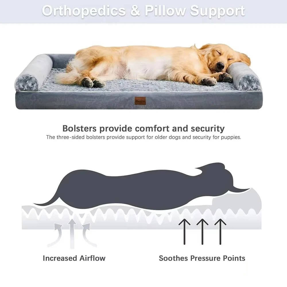 Luxe Orthopedisch Hondenbed van Traagschuim, Waterdicht en Machinewasbaar - Geschikt voor Middelgrote Honden - Hebbr