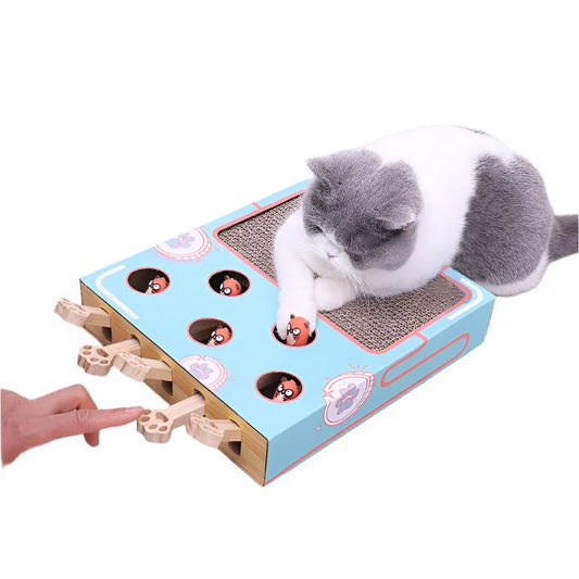 Multifunctionele Krabmat Kat met Speelelementen - Duurzaam en Stijlvol Speelparadijs 36x26x6 cm - Hebbr