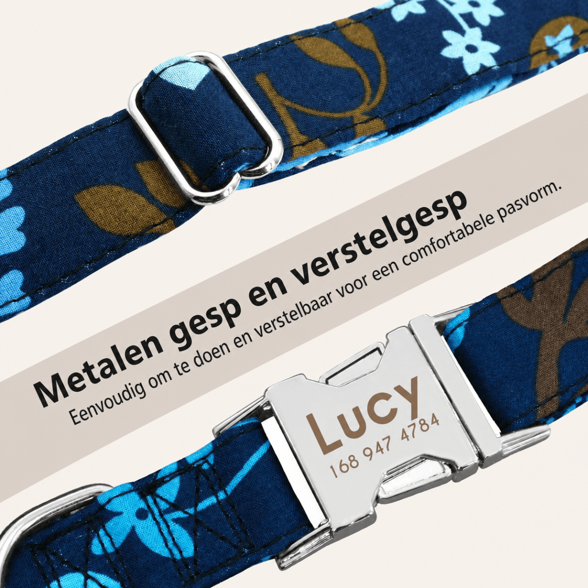 Nero Hondenhalsband | Gepersonaliseerd Nylon, Verstelbaar met Gegraveerde ID-tag - Hebbr