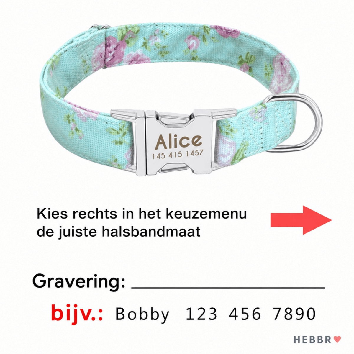 Nero Hondenhalsband | Gepersonaliseerd Nylon, Verstelbaar met Gegraveerde ID-tag - Hebbr