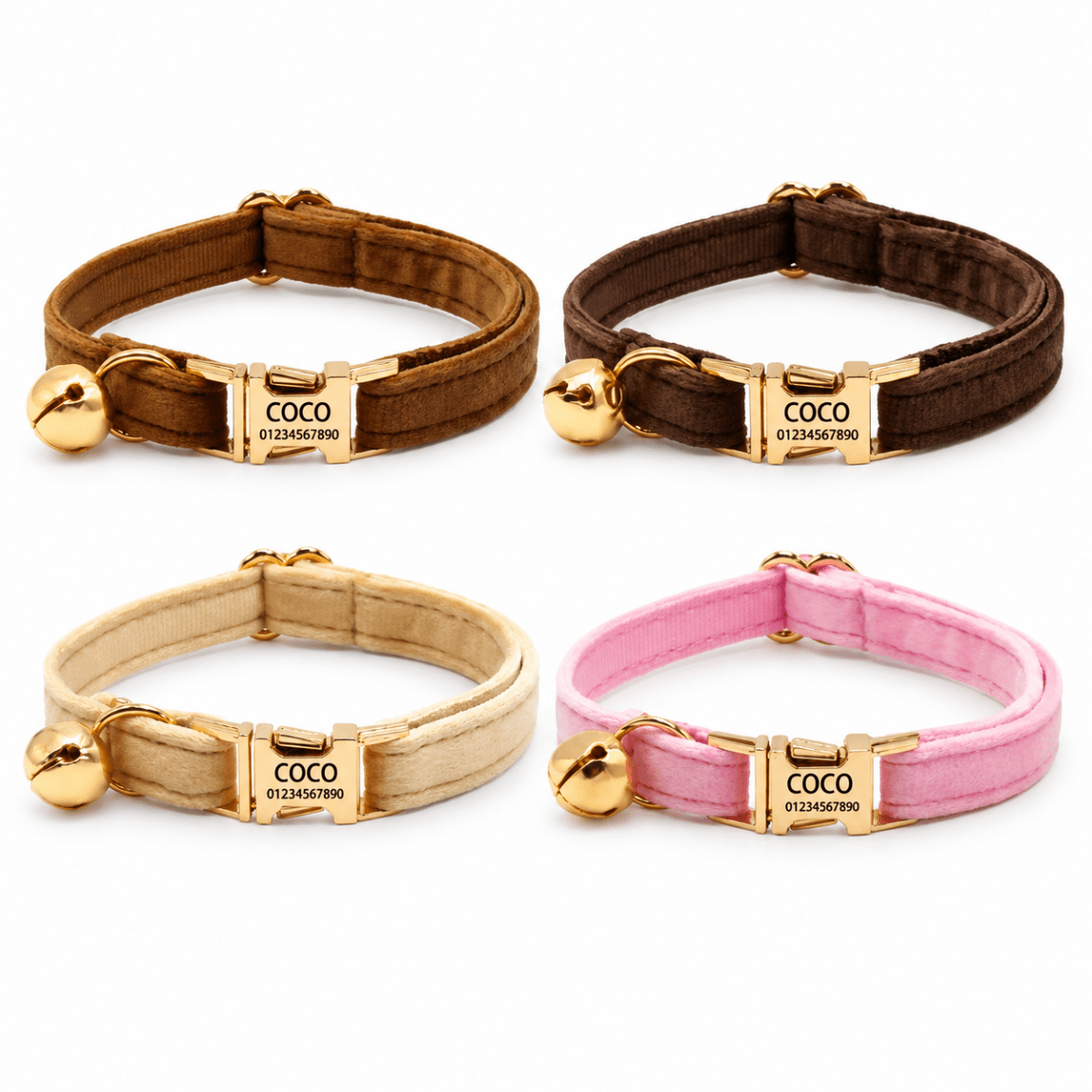 Nexa Kattenhalsband | Fluwelen, Verstelbaar en Gepersonaliseerd voor Katten - Hebbr
