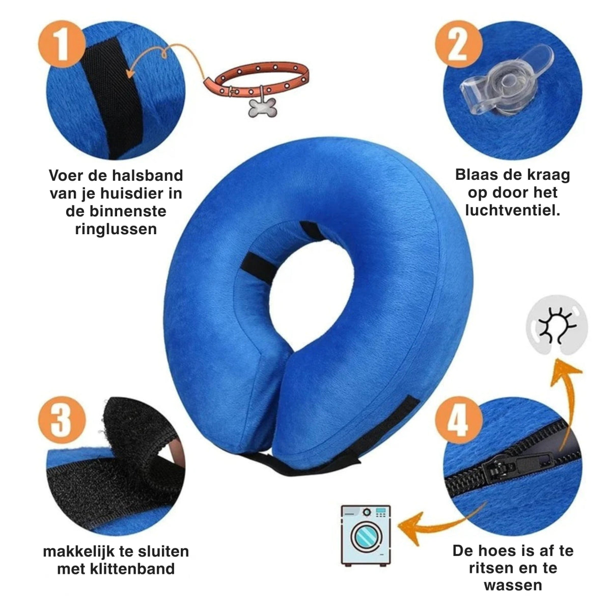 Opblaasbare bescherm en herstel kraag voor honden en katten - Hebbr