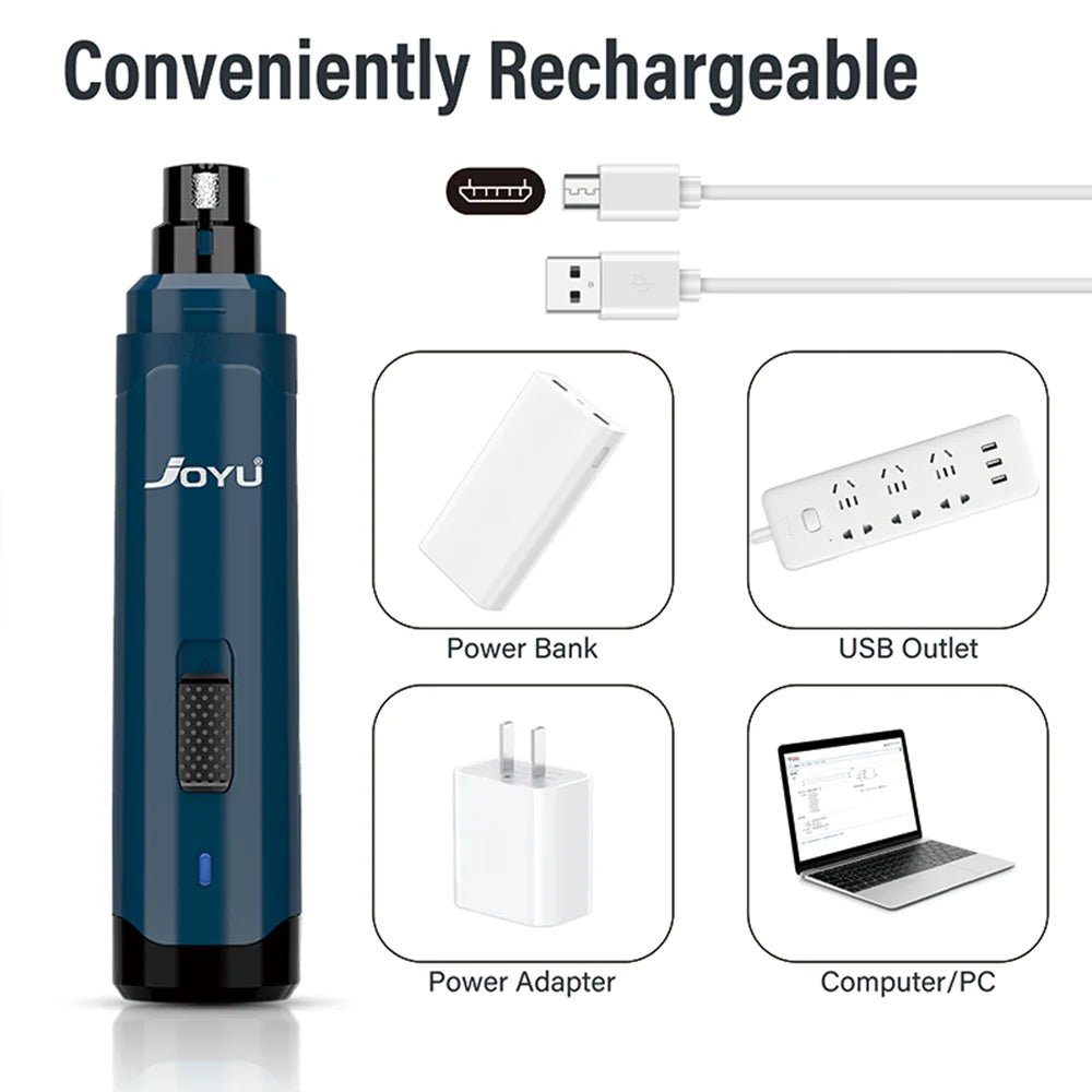 Oplaadbare Hondennageltrimmer met 2 Snelheden - Stille Ergonomische Nagelgrinder voor Huisdieren - Hebbr