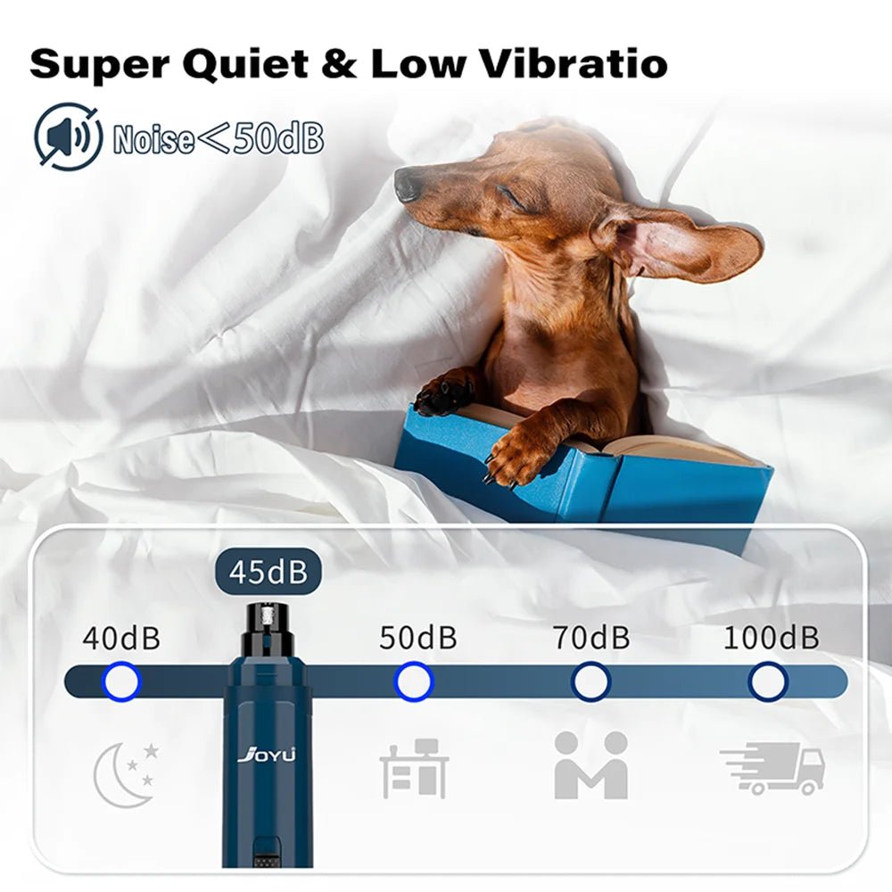 Oplaadbare Hondennageltrimmer met 2 Snelheden - Stille Ergonomische Nagelgrinder voor Huisdieren - Hebbr