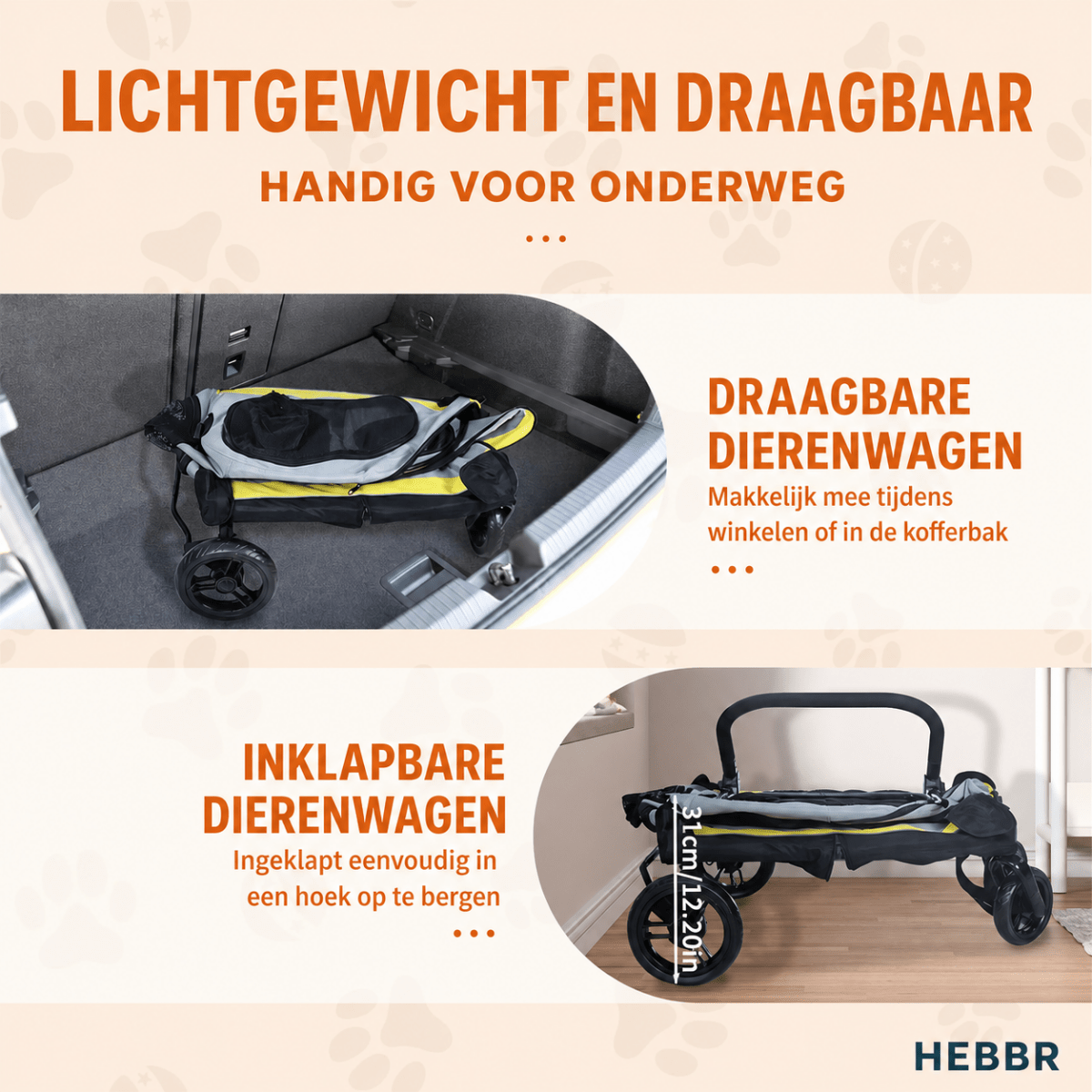 Opvouwbare Hondenkinderwagen - Hebbr