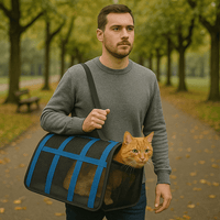 Opvouwbare kattenreistas met ademende mesh - panelen en zachte binnenvoering - Lichtgewicht en praktisch - Hebbr