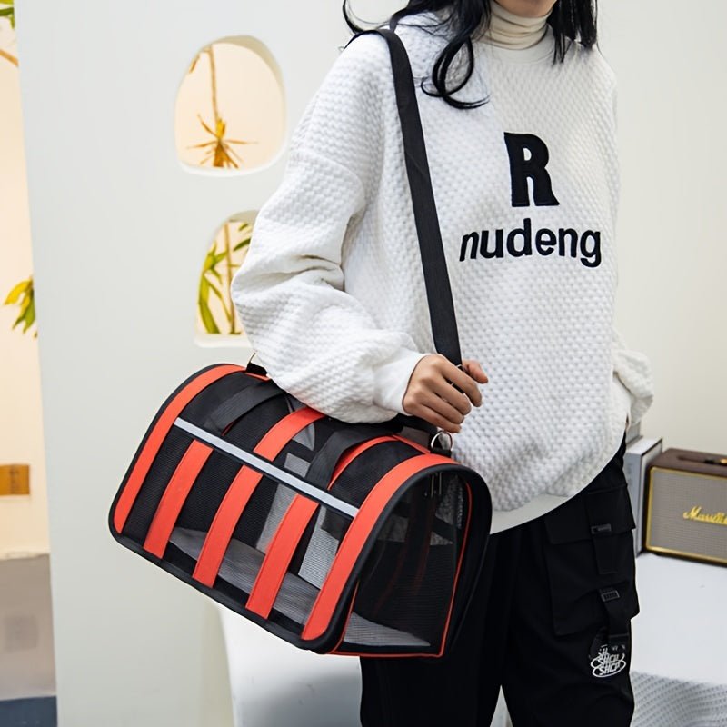 Opvouwbare kattenreistas met ademende mesh - panelen en zachte binnenvoering - Lichtgewicht en praktisch - Hebbr