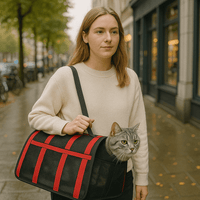 Opvouwbare kattenreistas met ademende mesh - panelen en zachte binnenvoering - Lichtgewicht en praktisch - Hebbr