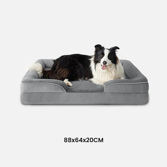 Orthopedisch hondenbed 100×70 cm Traagschuim – Gewrichtsondersteuning Grijs - Hebbr
